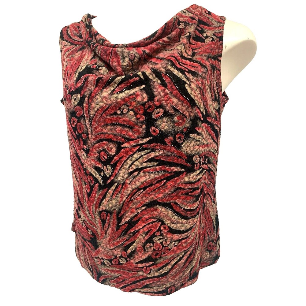Ronni Nicole Size Large Womens Glitter Sparkle Dressy Tank Draped Collar